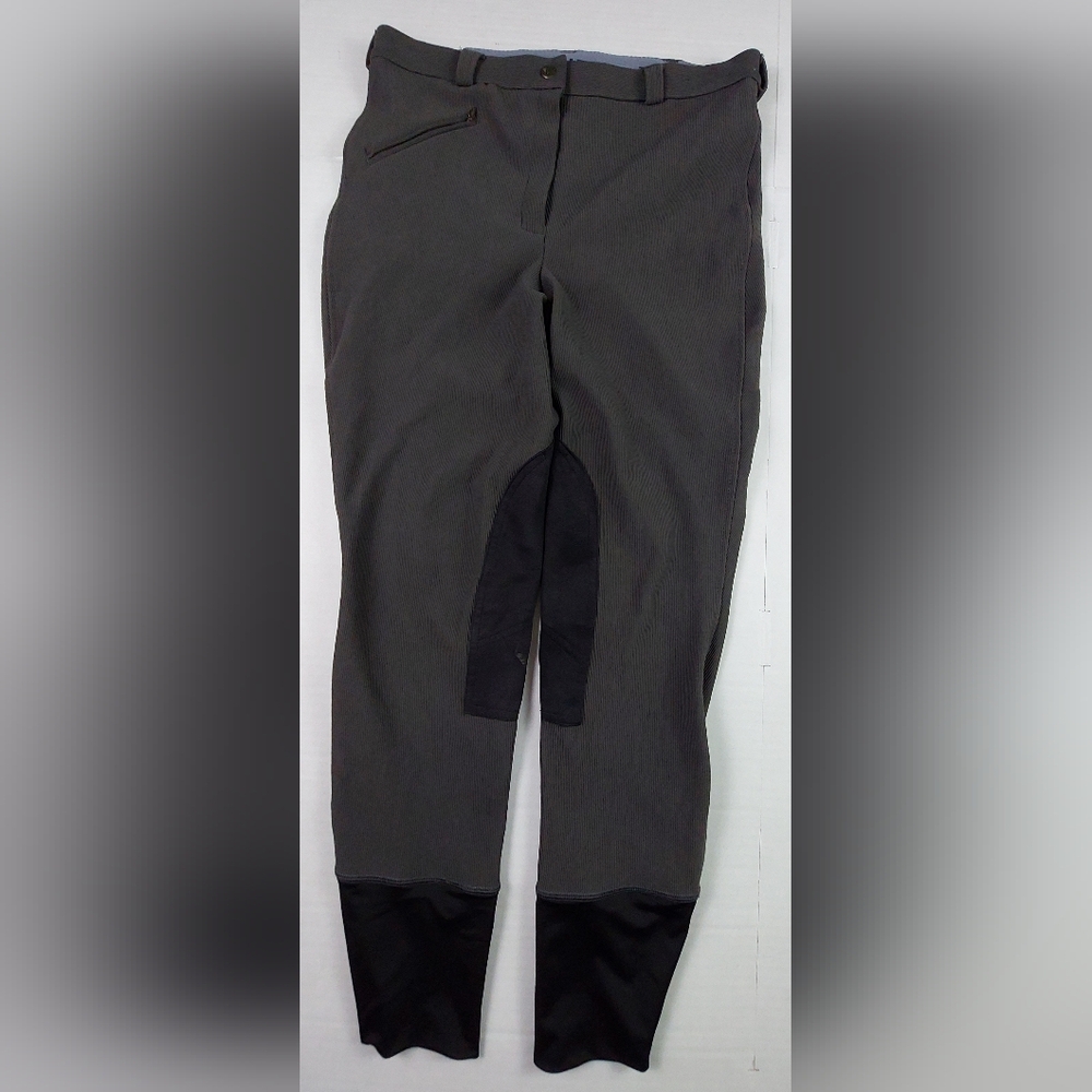 Tuff Rider Ribb Knee Patch Breeches Womens 32x27 Dark Charcoal Equestrian Pants